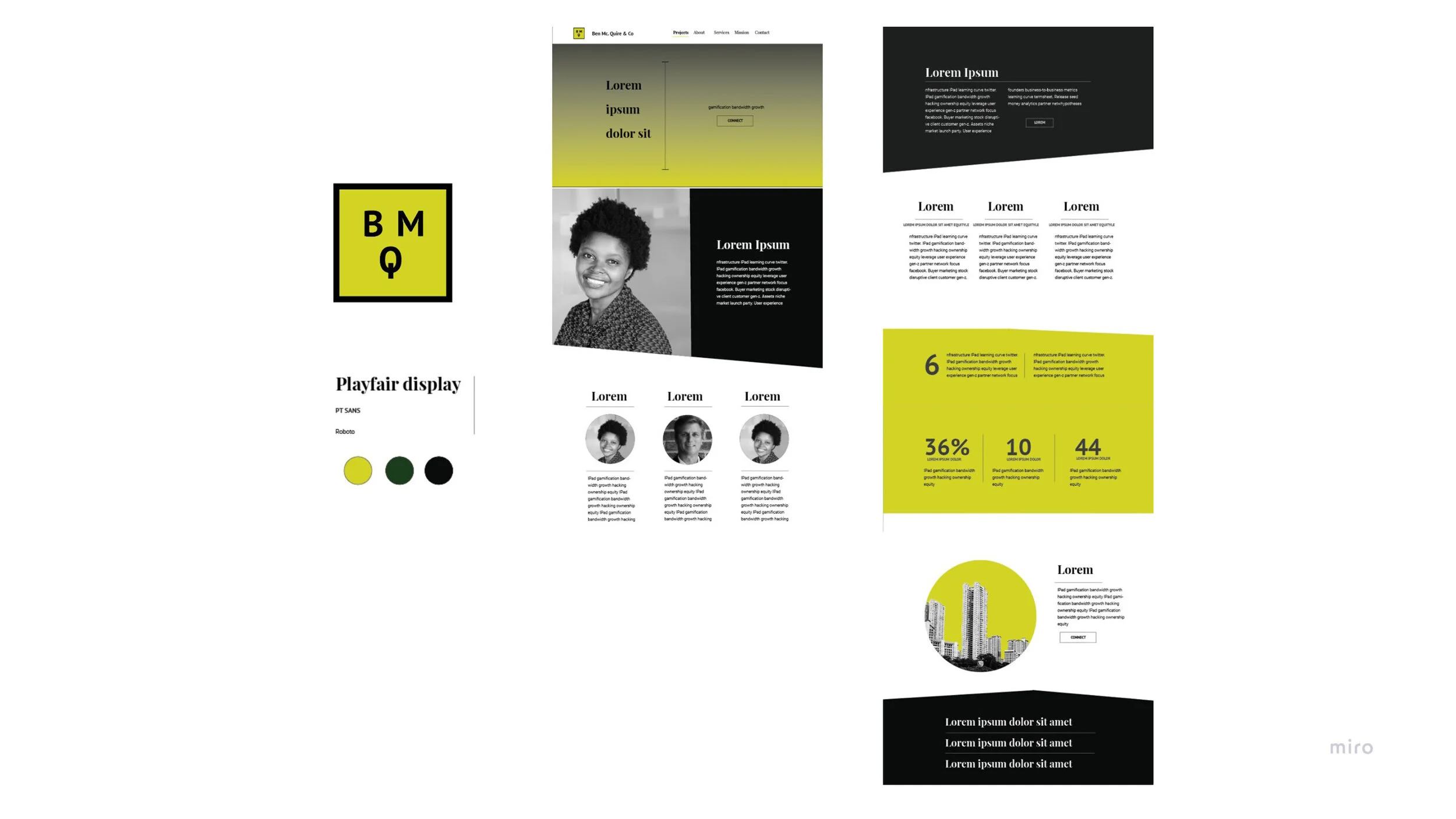 Concept 3. The logo explored the English acronym of the brand with geometric shapes. Together, the green colour scheme was explored in contrast with black and white imagery.
